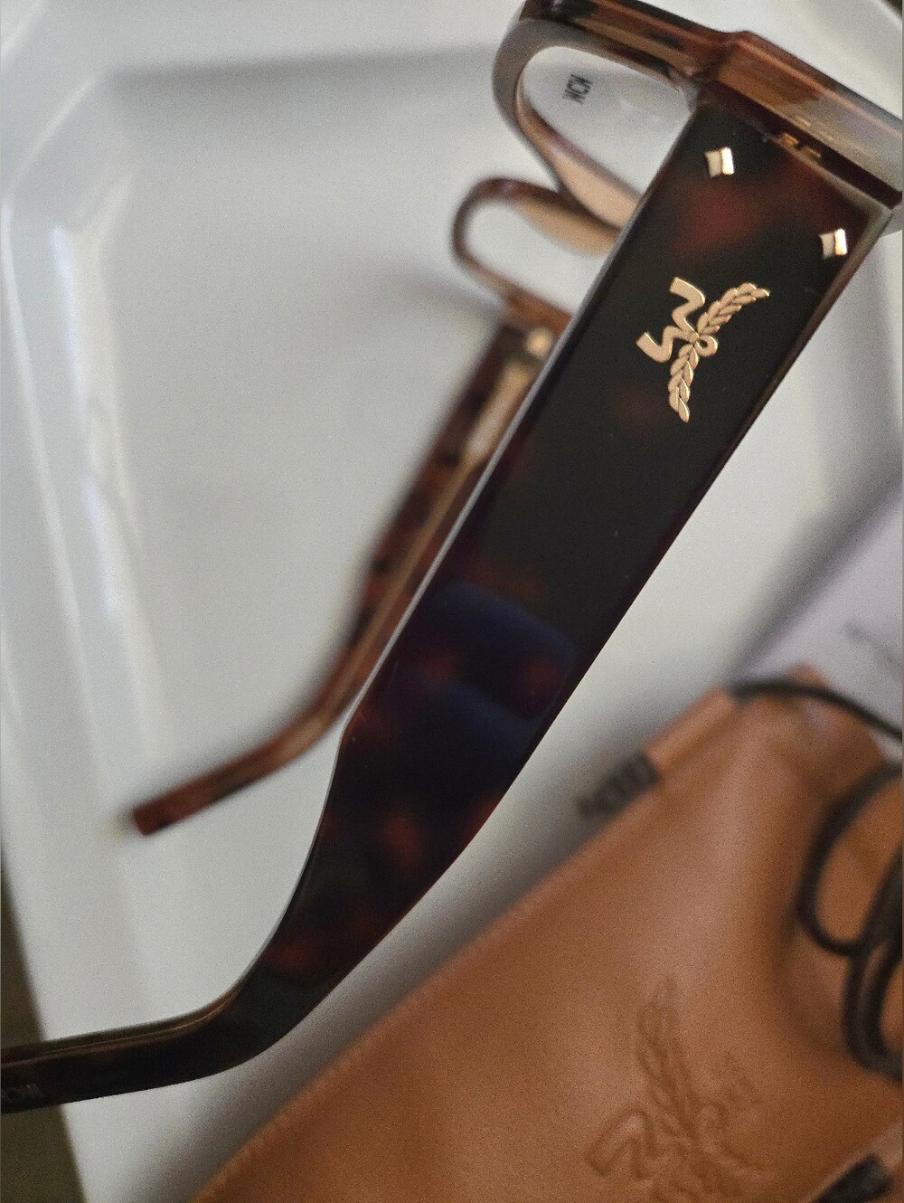 MCM Brown Tortoiseshell Rectangular Eyeglass Frames - Picture 3 of 4